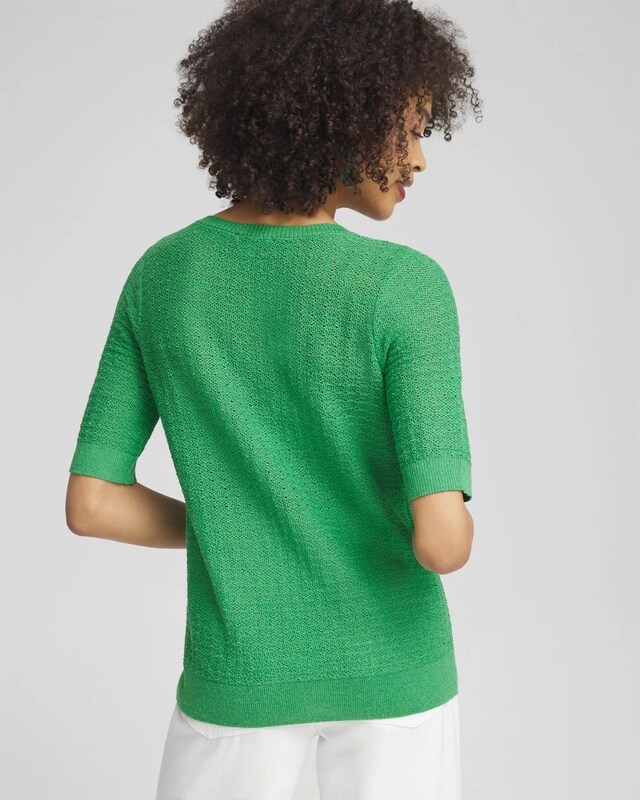 Linen Blend Square Neck Pullover - image 3